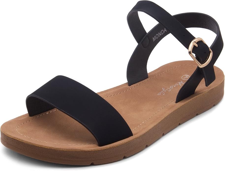 Herstyle Womens Monday Open Toes One Band Ankle Strap Flat Sandals | Amazon (US)