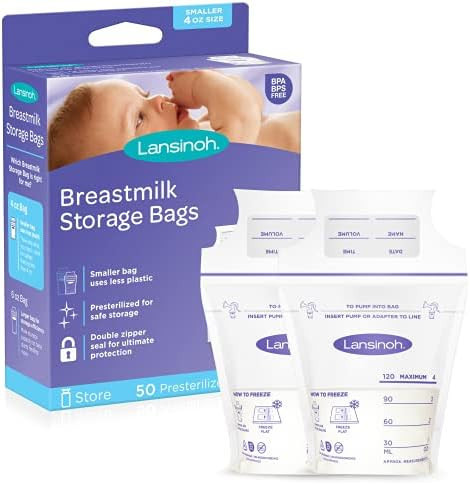 Lansinoh Breastmilk Storage Bags, 50 Count, 4 Ounce Milk Storage Bags | Amazon (US)