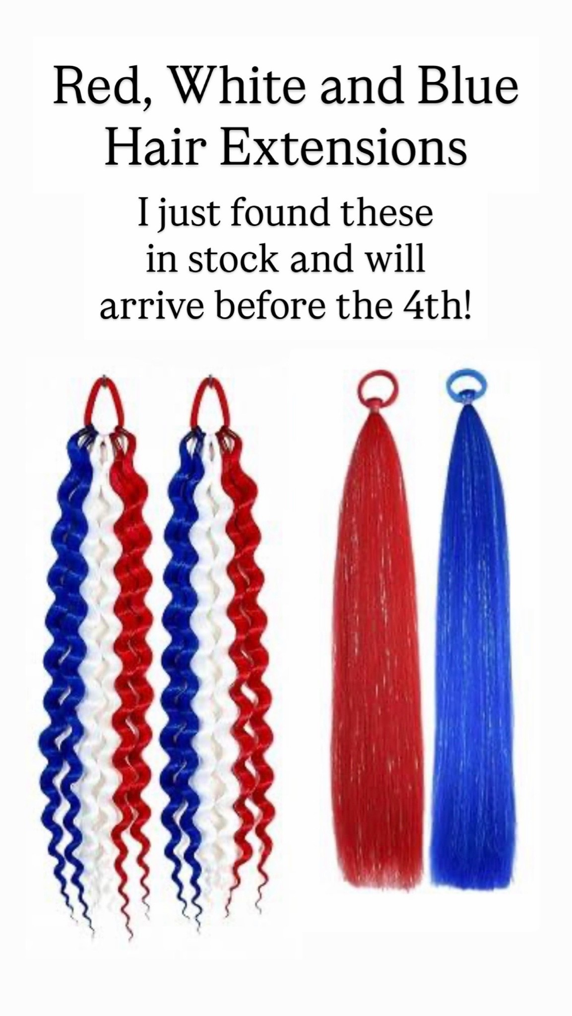 Red, white and blue hair extensions

#LTKBeauty