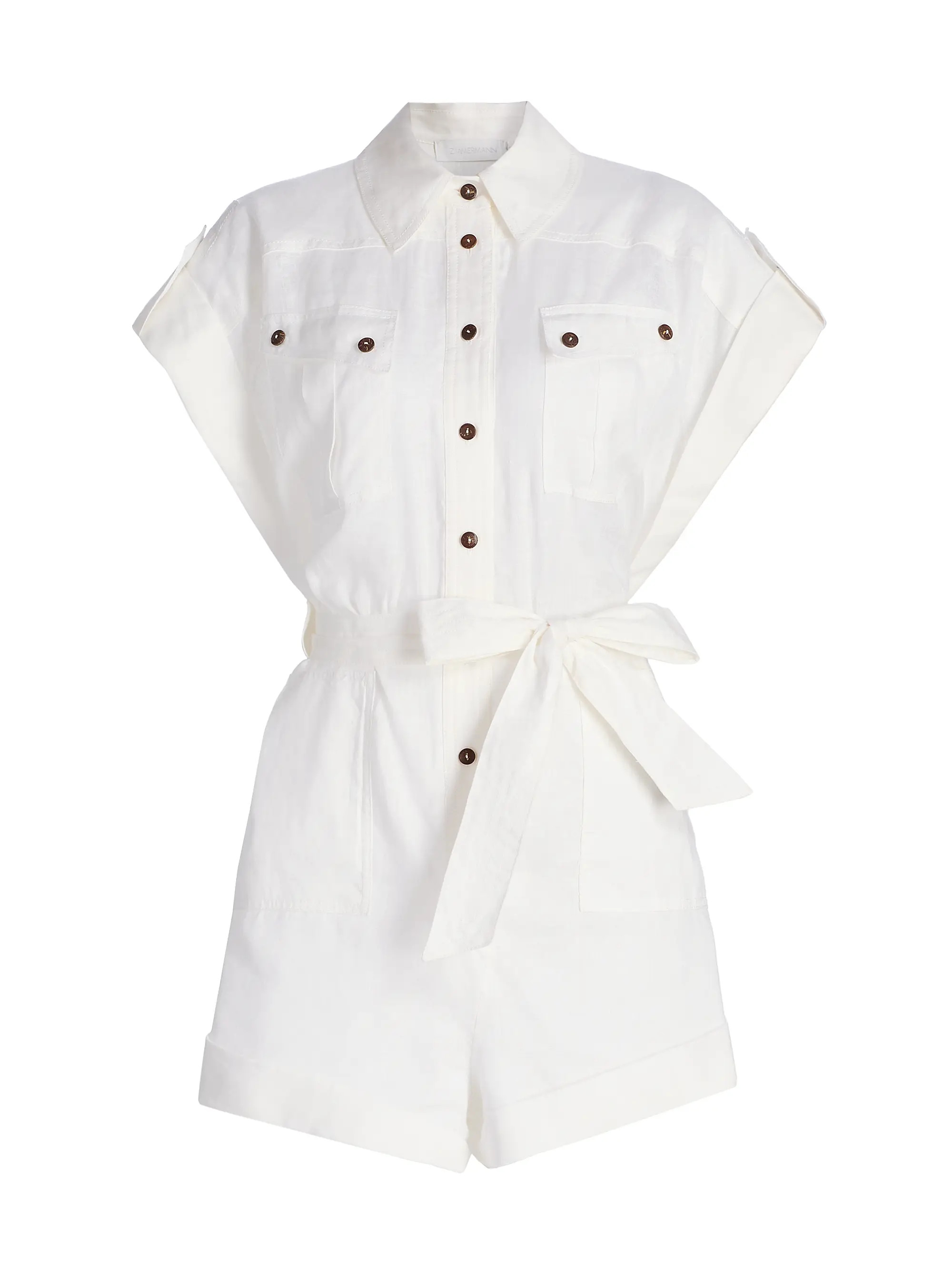 Coco Cuffed Linen Romper | Saks Fifth Avenue