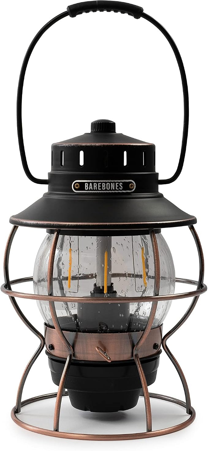 Barebones Railroad Lantern – Antique Bronze, Vintage-Inspired LED Camping Lantern with Recharge... | Amazon (US)