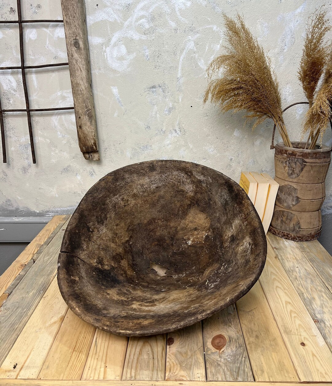 Antique Wood Bowl Rustic Wood Tray Primitive Bowl Vintage - Etsy | Etsy (US)