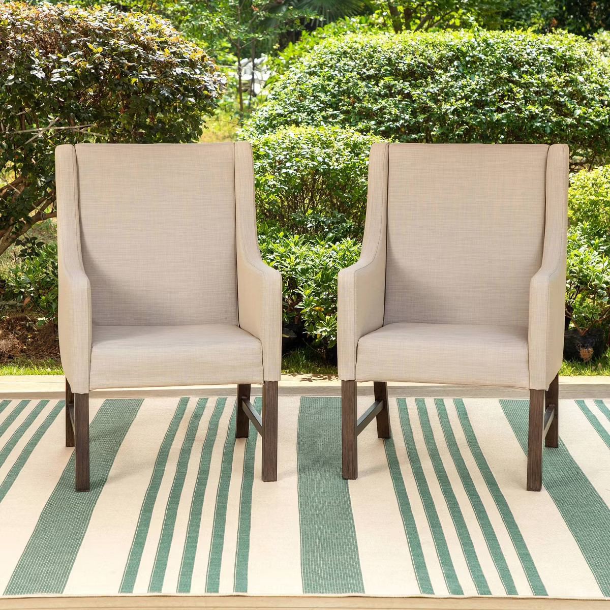 2pk Outdoor Dining Chairs with Metal Frame & Armrests - Captiva Designs | Target