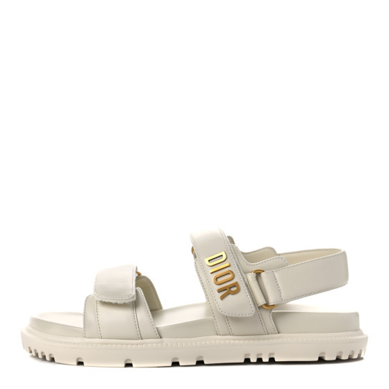 CHRISTIAN DIOR Lambskin Dioract Sandals 38 White | FASHIONPHILE (US)
