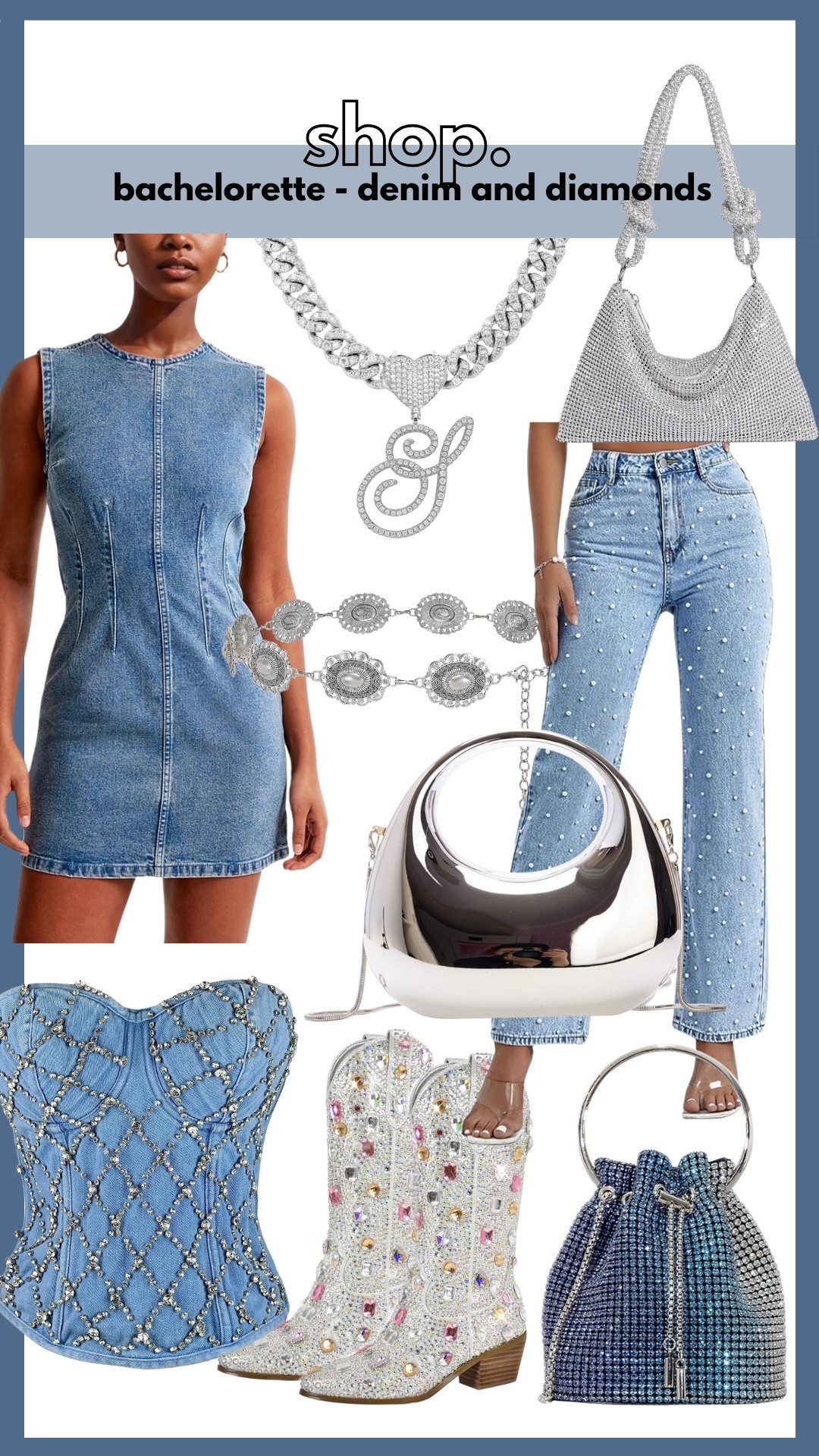 Denim & diamonds,  bachelorette party outfit, denim outfit, summer outfit 

#LTKTravel #LTKFindsUnder100 #LTKSummerEdit