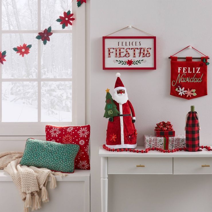 23&#34; Velvet Santa with Tree Decorative Figurine - Wondershop&#8482; | Target