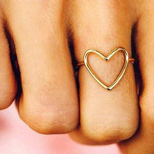 Amazon.com: Hollow Heart Rings for Women Minimalist Fashion Accessories Gold Color | Daily Wear, ... | Amazon (US)