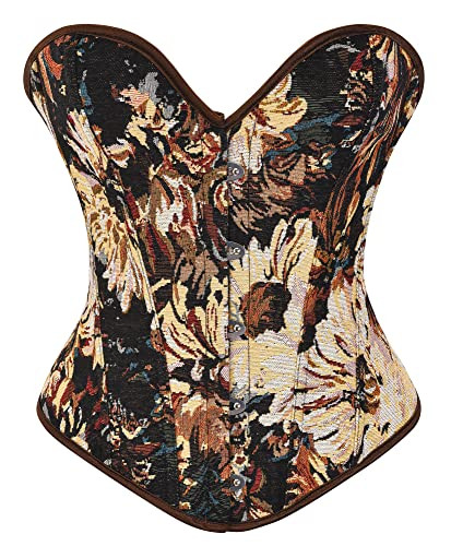 Alivila.Y Fashion Sexy Vintage Denim Corset Short Torso Daisy Floral Print Bustier Corsets A998-Black-S | Amazon (US)