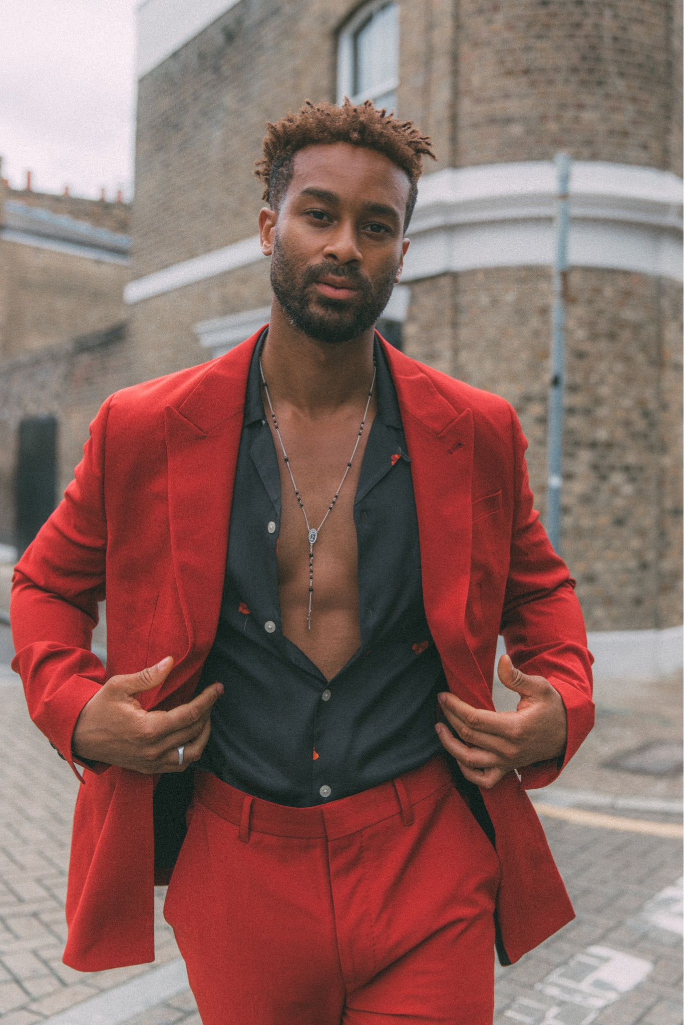 All Saints X Teddy Soares
Tailored trousers & blazer, all red outfit, smart outfit, men's suit, transitional style, autumn fashion, street style, silver accessories, silver chain necklace, men’s red suit 

#LTKSeasonal #LTKstyletip #LTKeurope
