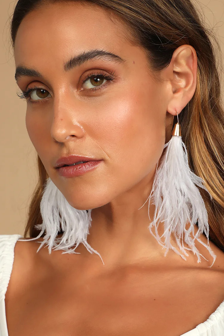 Free Floating White Feather Earrings | Lulus (US)