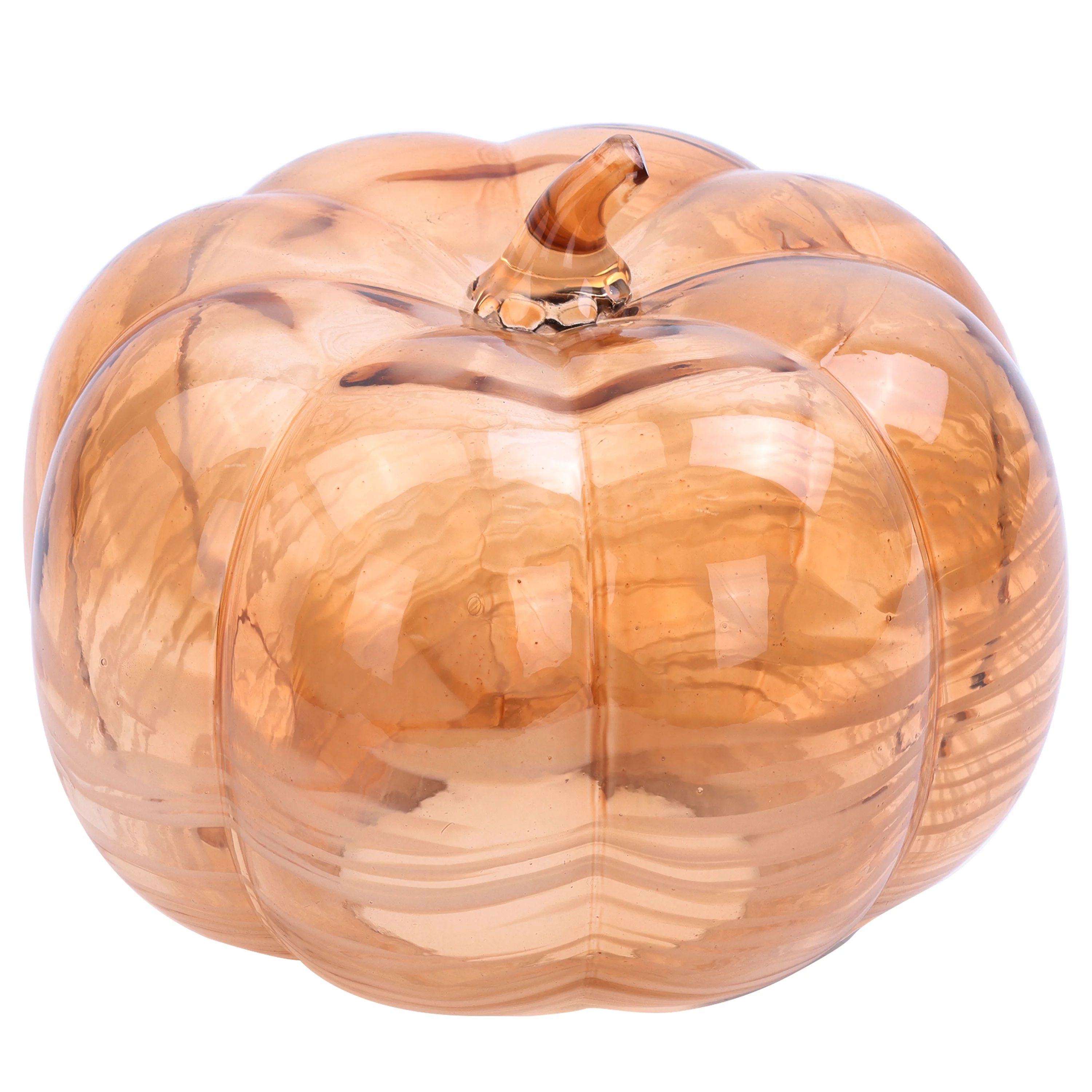 Better Homes & Gardens Wide Marble Glass Pumpkin, Orange | Walmart (US)