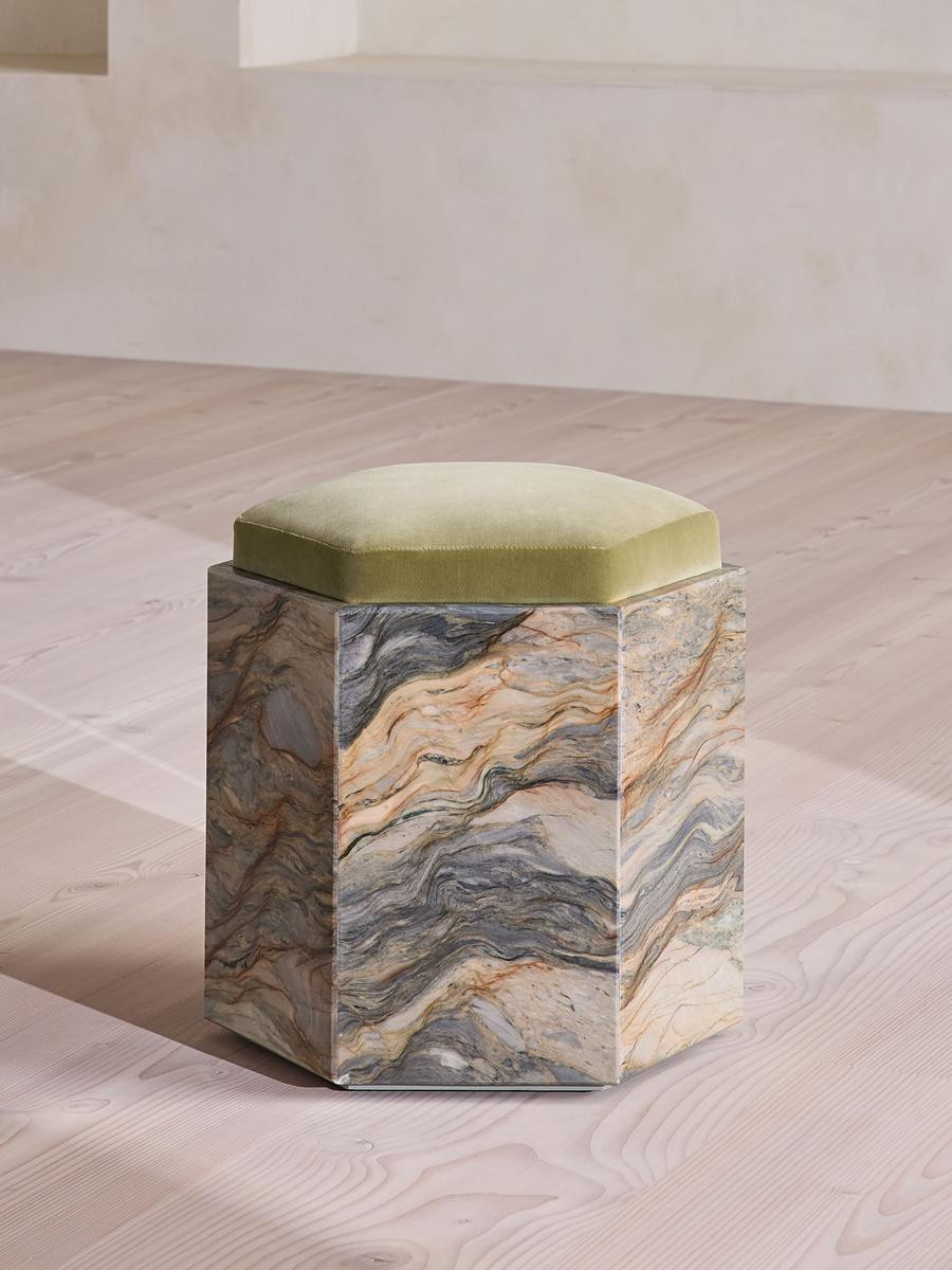 Novi Footstool, Velvet, Lichen, UK | Soho Home Ltd