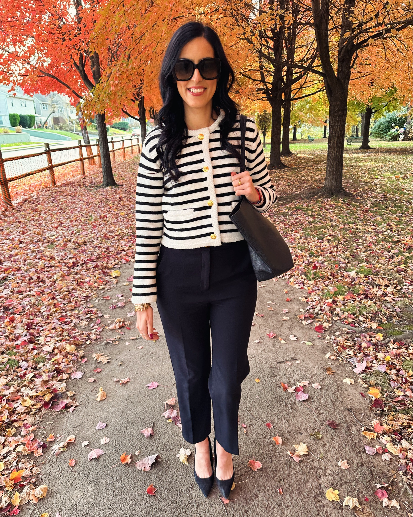 Basic but timeless. 🖤 You can never go wrong with the classics.

#blackwhite #striped #cardigan 
#timelesspattern #classicstyle #fallstyle #falloutfitidea #elevatedbasics #corporatestyle #corporatefashion #fashionover40 #styleover40

#LTKSeasonal #LTKover40 #LTKworkwear