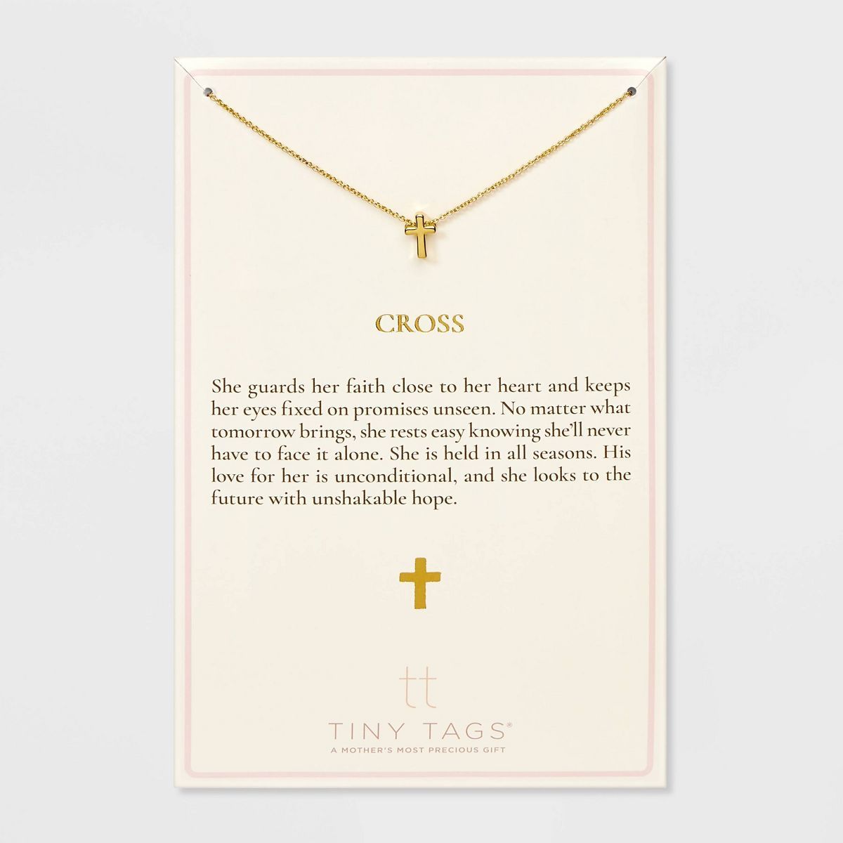 Tiny Tags 14K Gold Ion Plated Cross Chain Necklace - Gold | Target