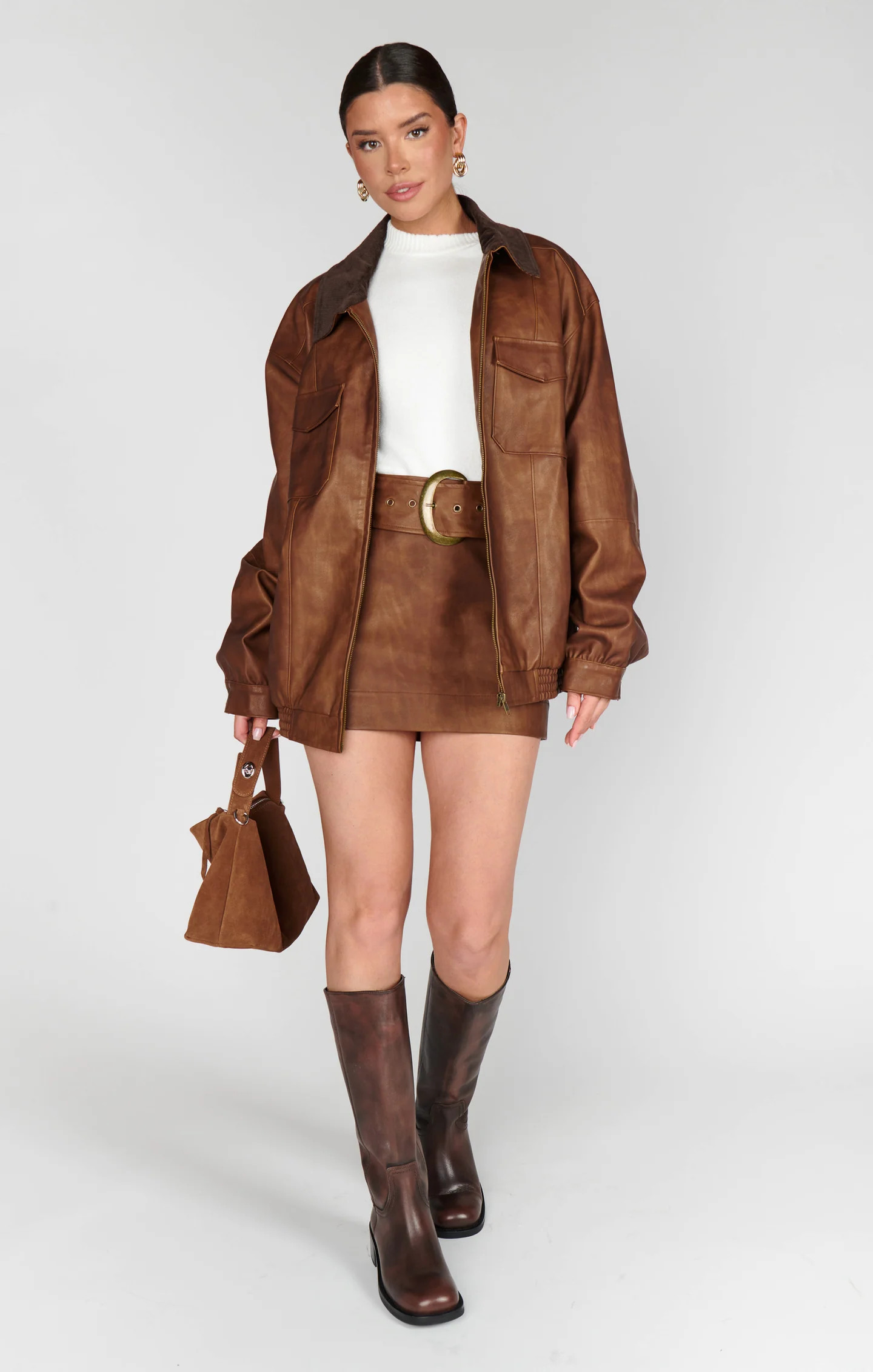 Maverick Mini Skirt ~ Chestnut Brown Faux Leather | Show Me Your Mumu