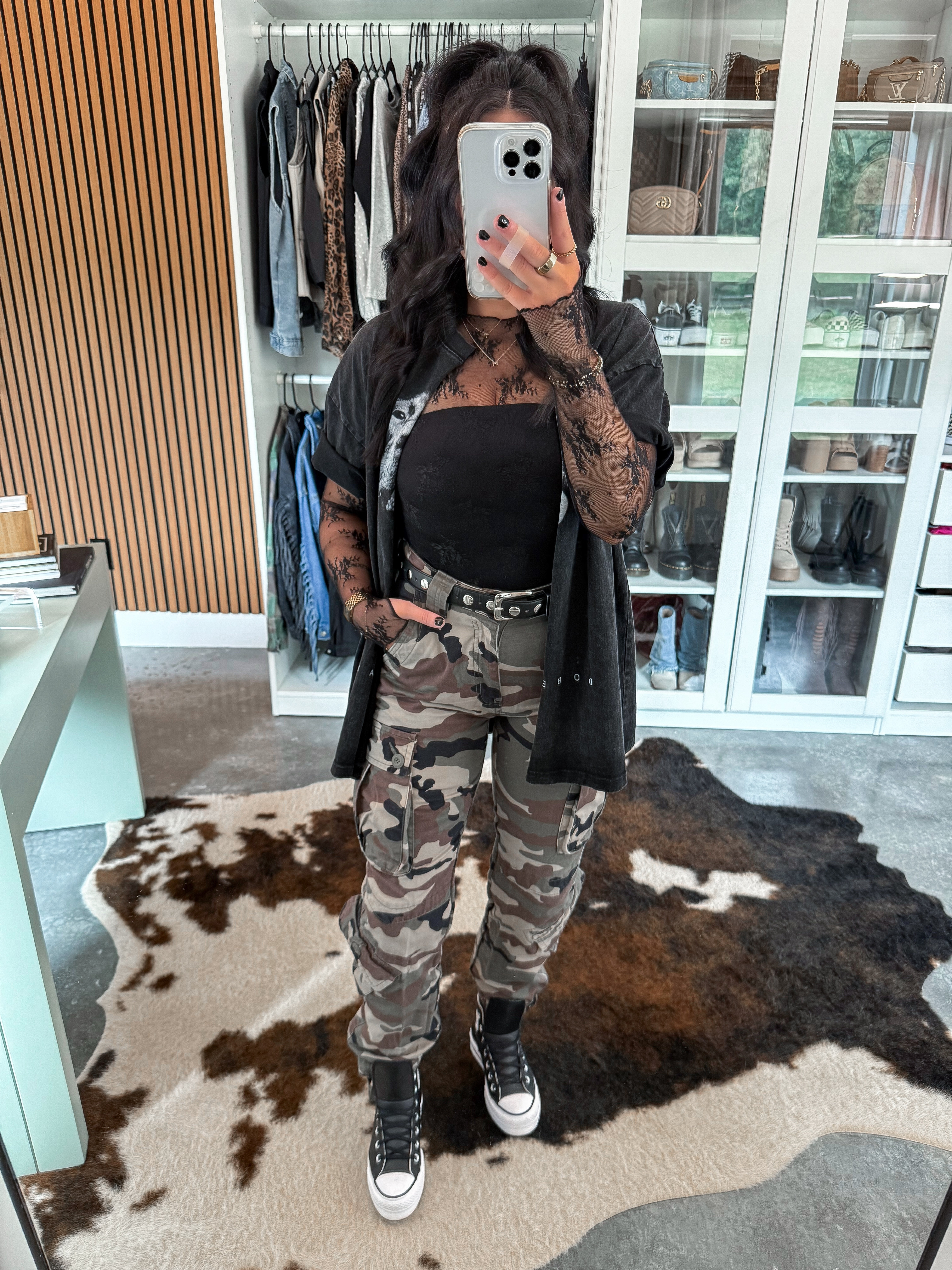 Edgy OOTD 🖤

Tee - medium (14 black option - I cut mine down the middle!)
Lace Top - xs
Tube Top - small
Cargo Pants - 28 (gray max)
Belt - 27-31

This would be the perfect outfit for a hip-hop / rap concert in my opinion! I layered this graphic tee that I cut over this black sheer lace long sleeve top. Finished the look with these camo cargo pants, my black leather platform converse sneakers & this black and silver studded belt! 👏🏼


 

 #LTKFindsUnder50 #LTKFindsUnder100 #LTKShoeCrush