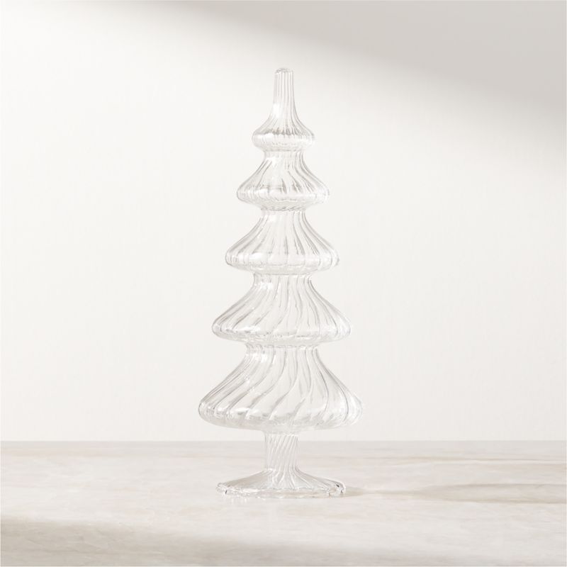 Clara Clear Fluted Glass Christmas Tree 10" + Reviews | CB2 | CB2
