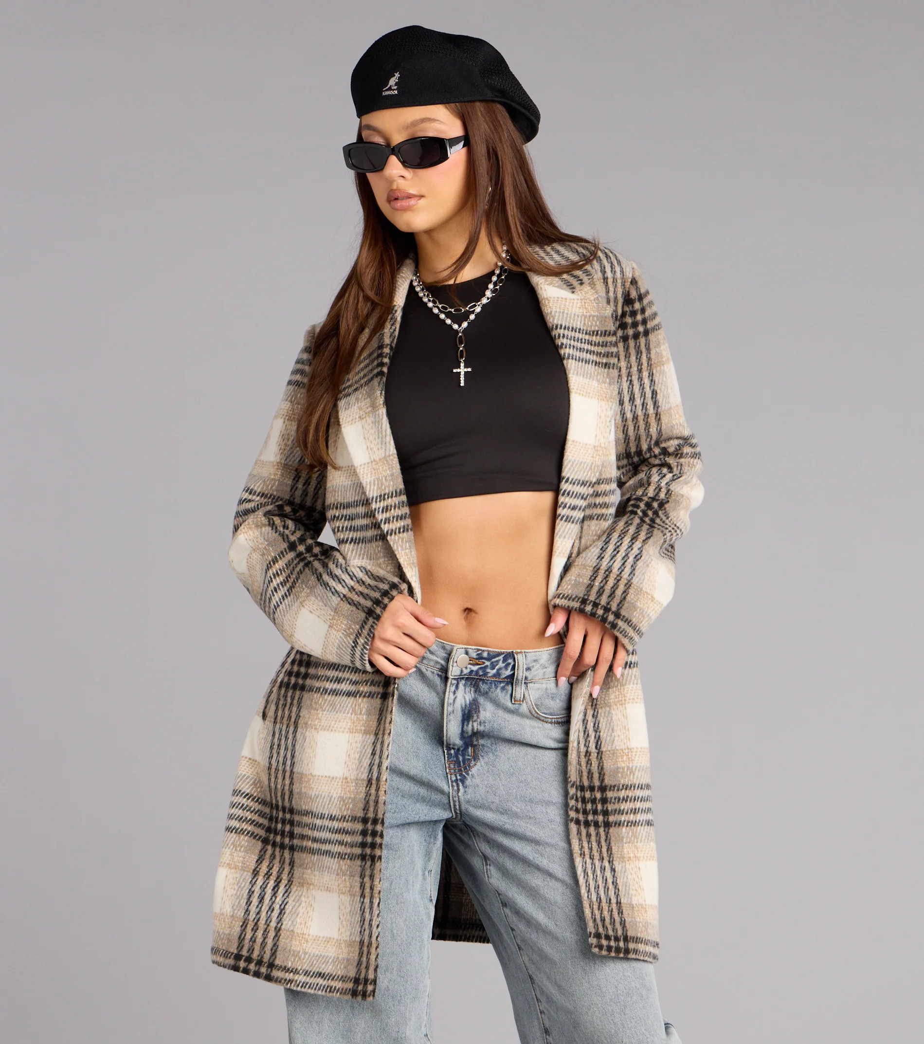 Stylishly Timeless Plaid Trench Coat | Windsor Stores
