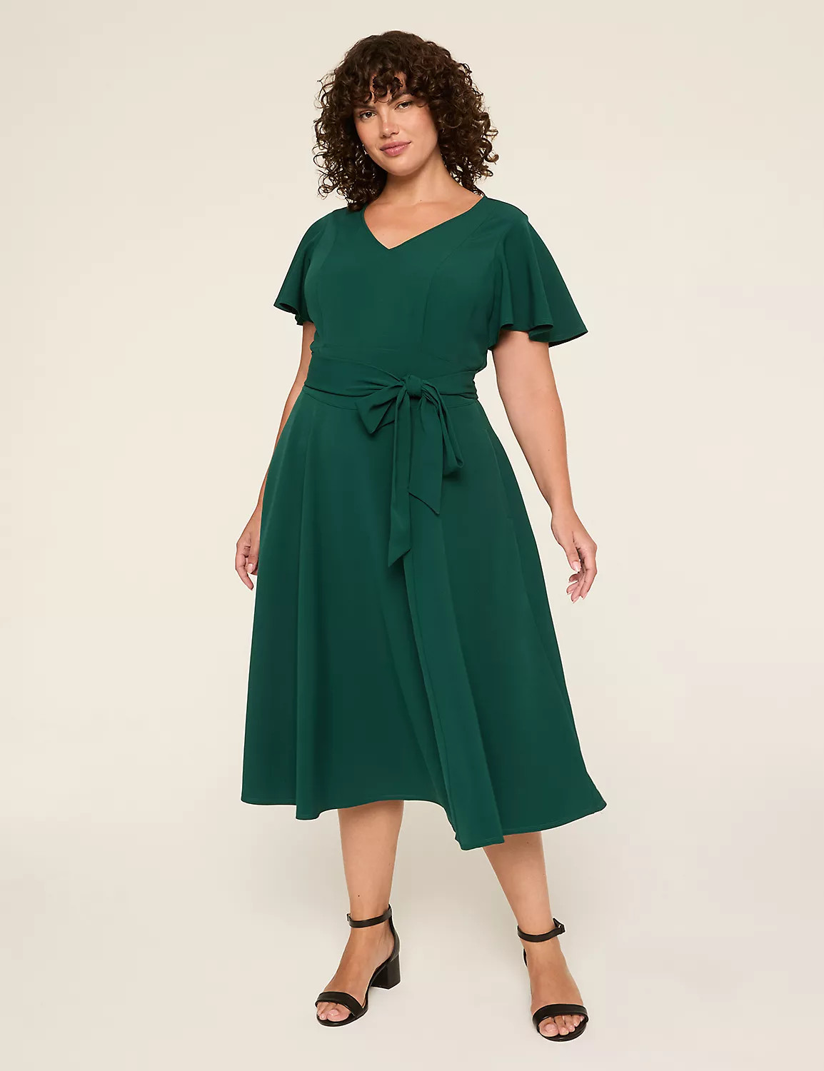 Lena V-Neck Level-Hem Midi Dress | LaneBryant | Lane Bryant (US)