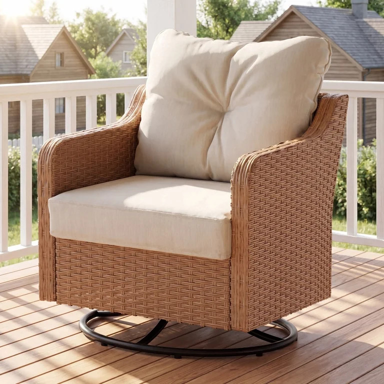 LAUSAINT HOME Outdoor Patio Rocking Chair, 360° Swivel Glider Rocker Chairs with All-Weather Wic... | Walmart (US)