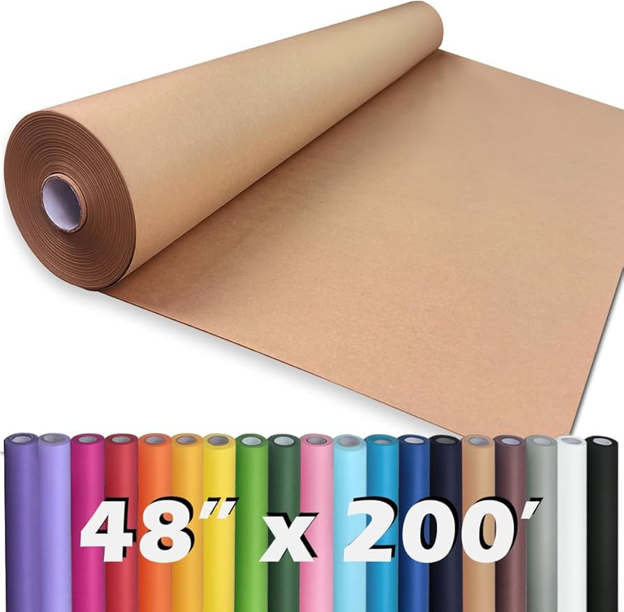 PerkHomy 48" x 2,400" (200') Brown Kraft Paper Roll for Craft Bulletin Board Paper Art Table Cove... | Amazon (US)