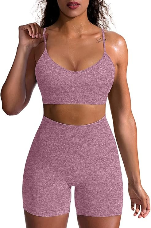 OQQ Yoga Outfit for Women Seamless 2 Piece Workout Gym High Waist Leggings with Sport Bra Set | Amazon (US)
