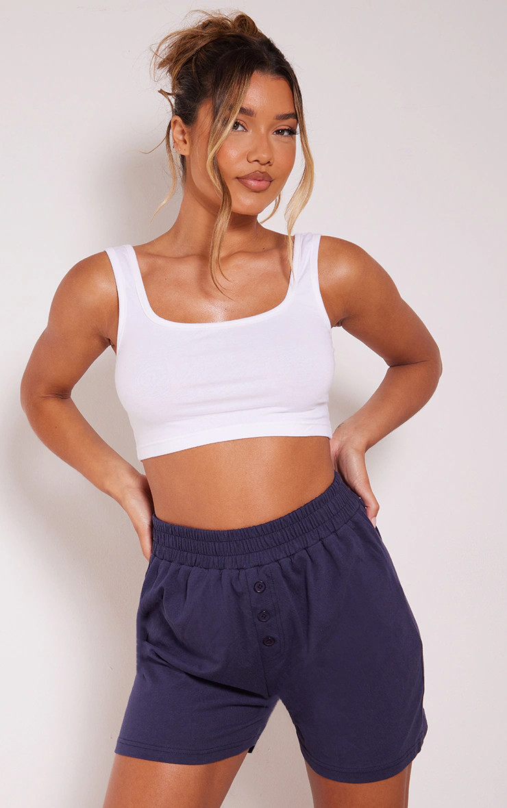 White Jersey Tank PJ Top | PrettyLittleThing US