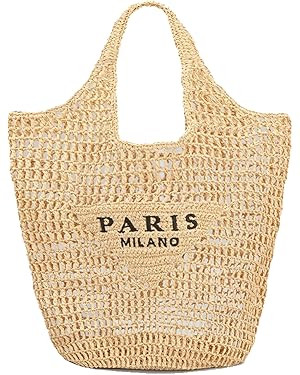 POOOPSSD New Woven Bag, Straw Mesh Tote Bag, Beach, Shoulder Bag, Hobo Women, Foldable Large Capa... | Amazon (US)