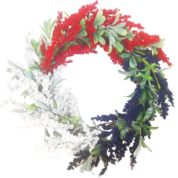 Patriotic Astilbe 24" Polyvinyl Chloride Wreath | Wayfair North America
