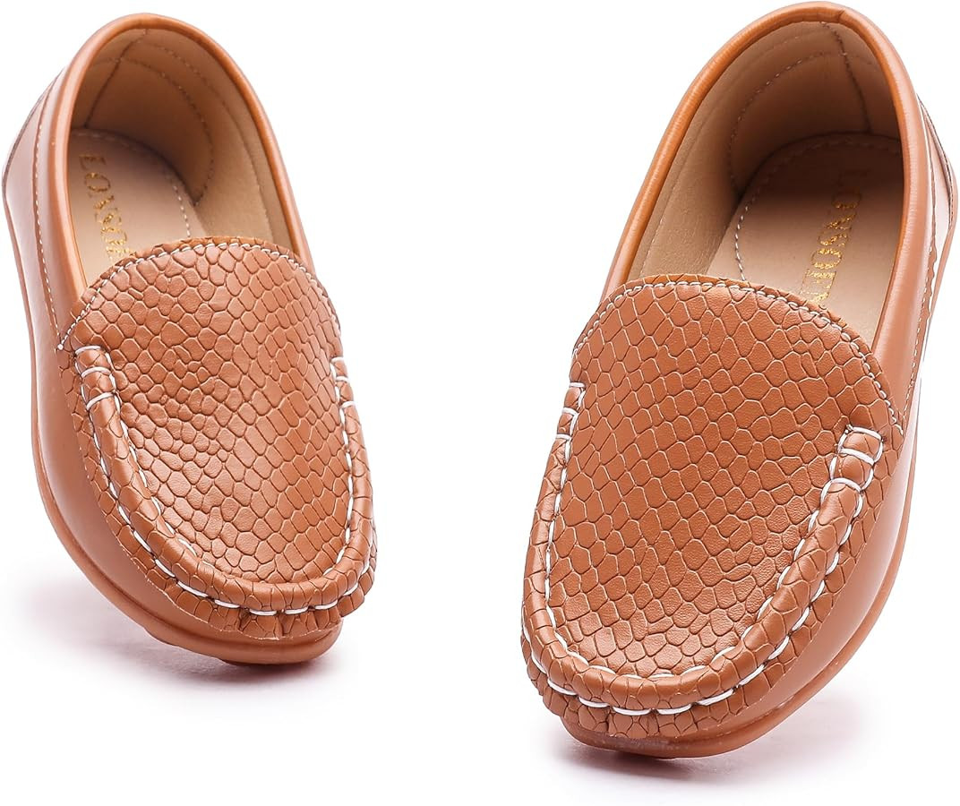 LONSOEN Toddler Little Kid Boys Girls Soft Slip On Loafers Dress Flat Shoes | Amazon (US)
