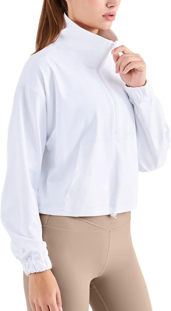 altiland Half Zip Pullover Cropped Jackets for Women Long Sleeve Workout Athletic Running Yoga Sh... | Amazon (US)