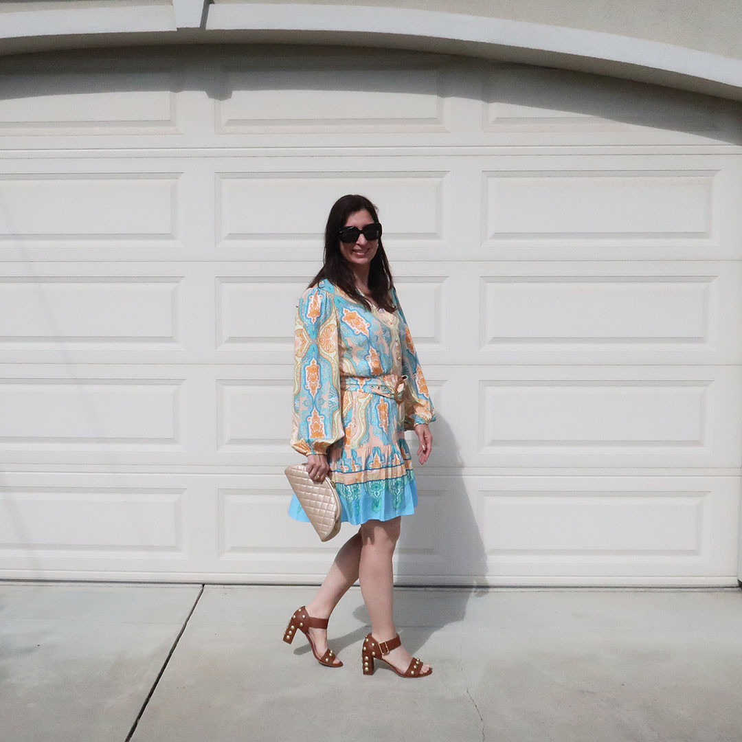 Studded sandals and a printed dress for graduations, events and more! 

 #LTKootd #LTKSeasonal #LTKOver40