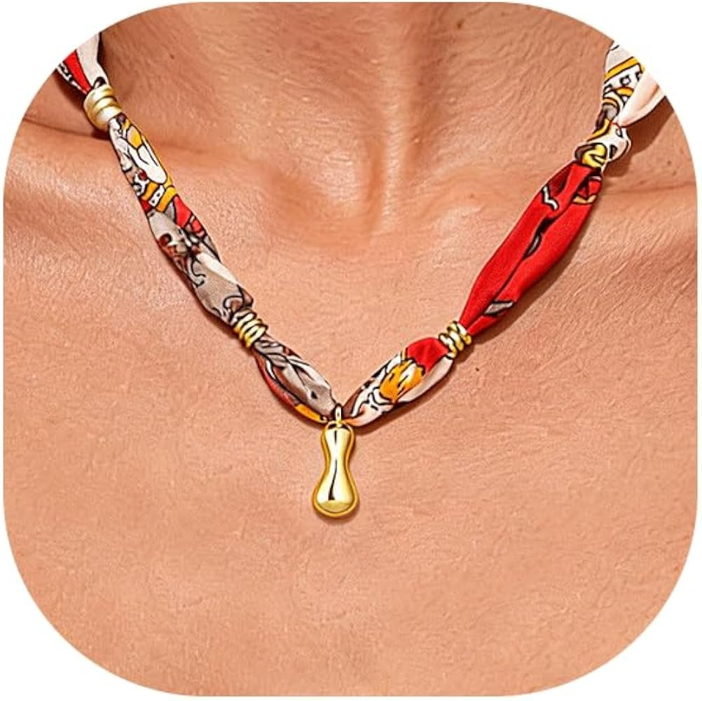DoDoBeads Initial Scarf Necklace for Women, Mom Everyday Bandana Necklace with Initial Charm, Gif... | Amazon (US)