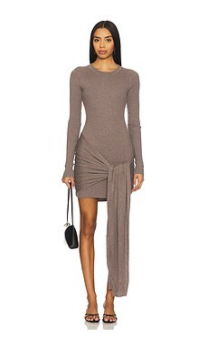 Lovers and Friends Jeany Tie Front Mini Dress in Dark Taupe from Revolve.com | Revolve Clothing (Global)