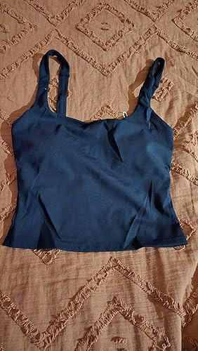 QINSEN Built in Bra Tank Tops for Women Square Neck Double Lined Sleeveless Going Out Tops Black ... | Amazon (US)