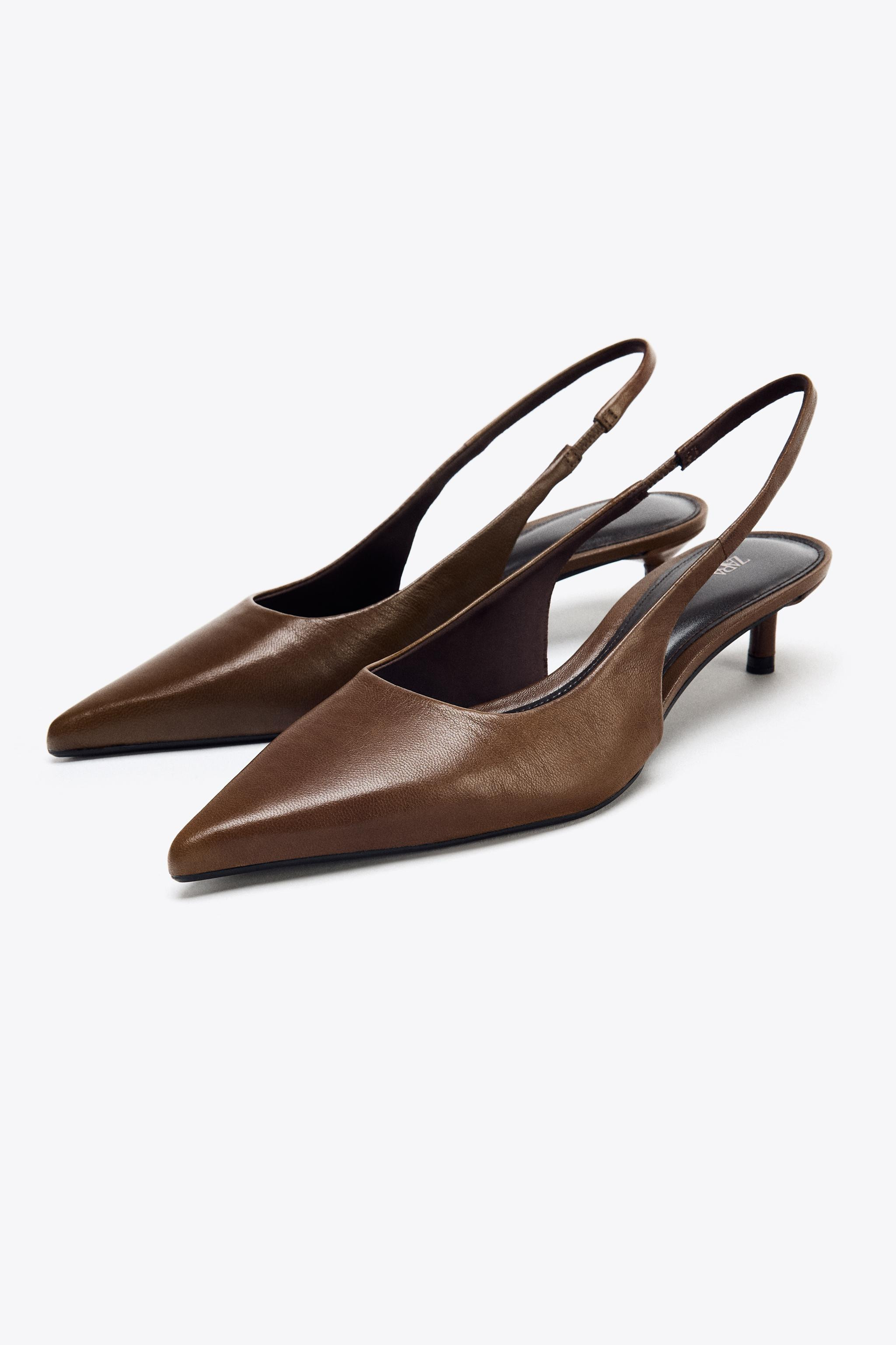 LEATHER KITTEN HEEL SHOES | Zara Canada