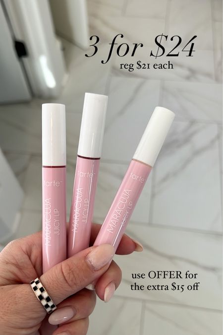 3 juicy lips for $24! Regularly $21 each, so basically 2 free! Fave lip product // first time customers can use OFFER for the extra $15 off // 

#LTKsalealert #LTKbeauty #LTKunder50