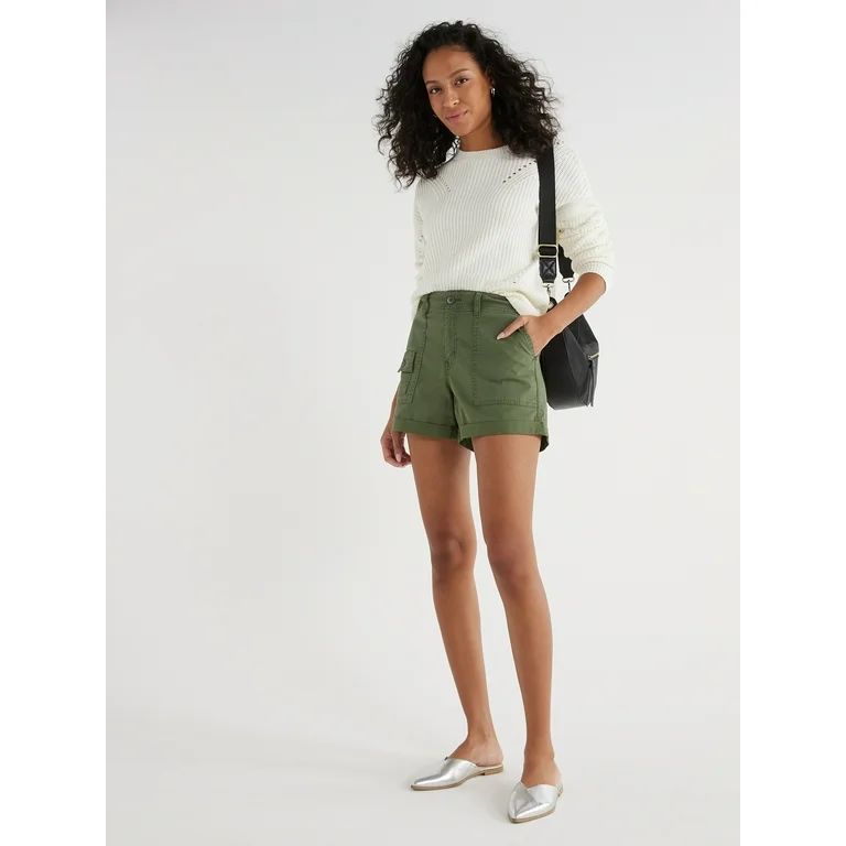 Time and Tru Women?s Utility Cuff Shorts, 4" Inseam, Sizes 2-20 - Walmart.com | Walmart (US)
