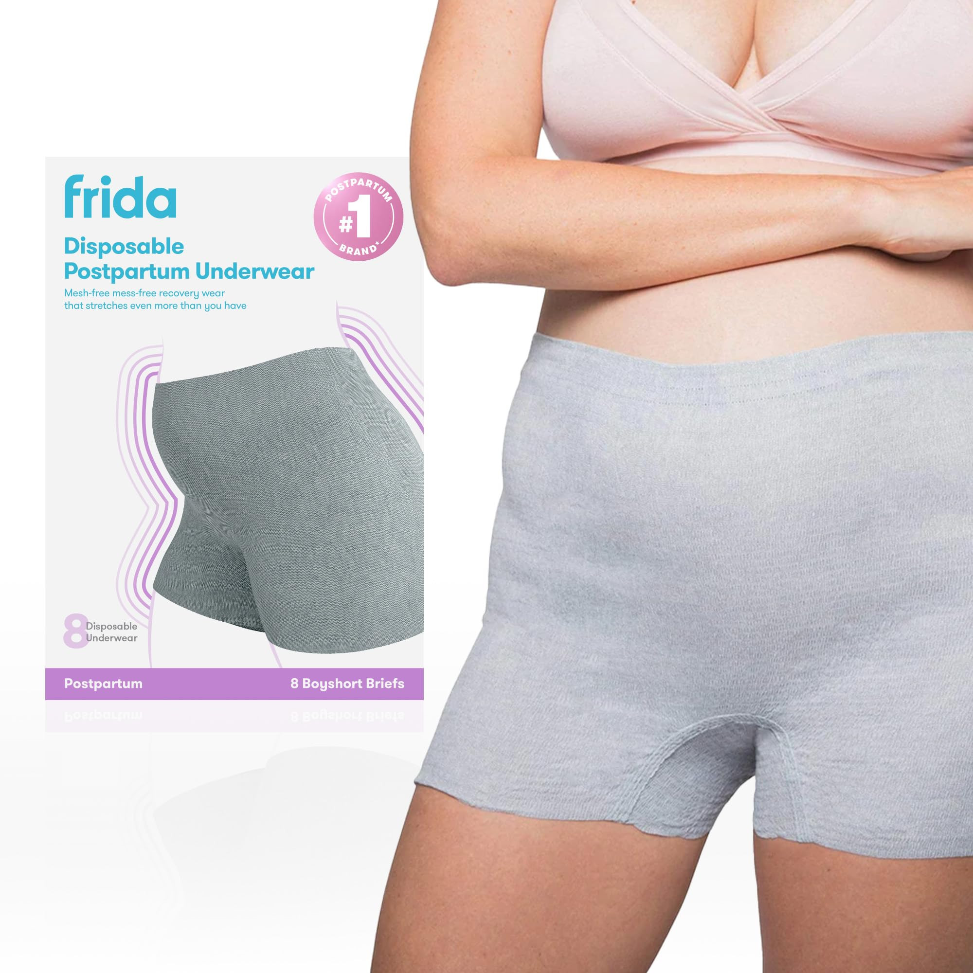 Frida Mom 8pc Postpartum Underwear, Disposable Boyshort Panties, Seamless, Stretch Support, New M... | Amazon (US)