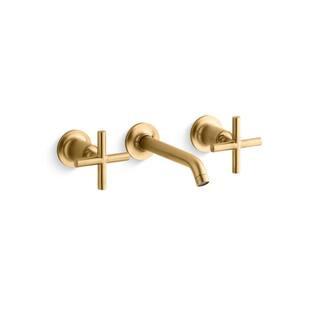 KOHLER Purist 2-Handle Bathroom Sink Faucet Trim Kit in Vibrant Brushed Moderne Brass (Valve Not ... | The Home Depot