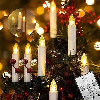 Amazon.com: Homemory 10 Pcs Clip On Candle Lights for Christmas Tree with Remote and Timer, Flick... | Amazon (US)