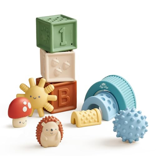 Itzy Ritzy Sensory Blocks Set - Baby Building Blocks 10-Piece Set - Features Soft & Textured Characters - Sensory Toy for Babies & Toddlers Aged 0 Months and Up | Amazon (US)