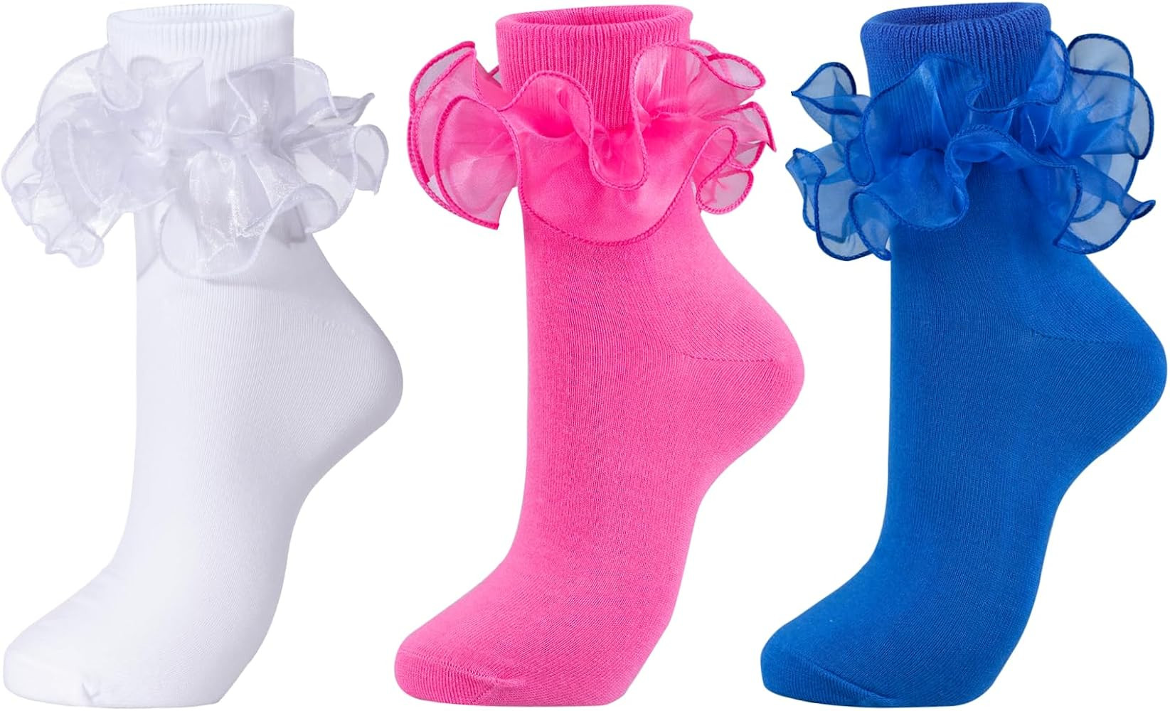 Dicry Socks for Women, Big Ruffle Socks with Turn Cuff and Double Lace | Amazon (US)