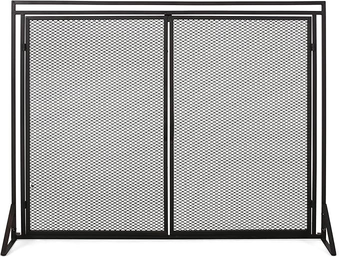 Christopher Knight Home Novia Iron Fireplace Screen, Matte Black | Amazon (US)