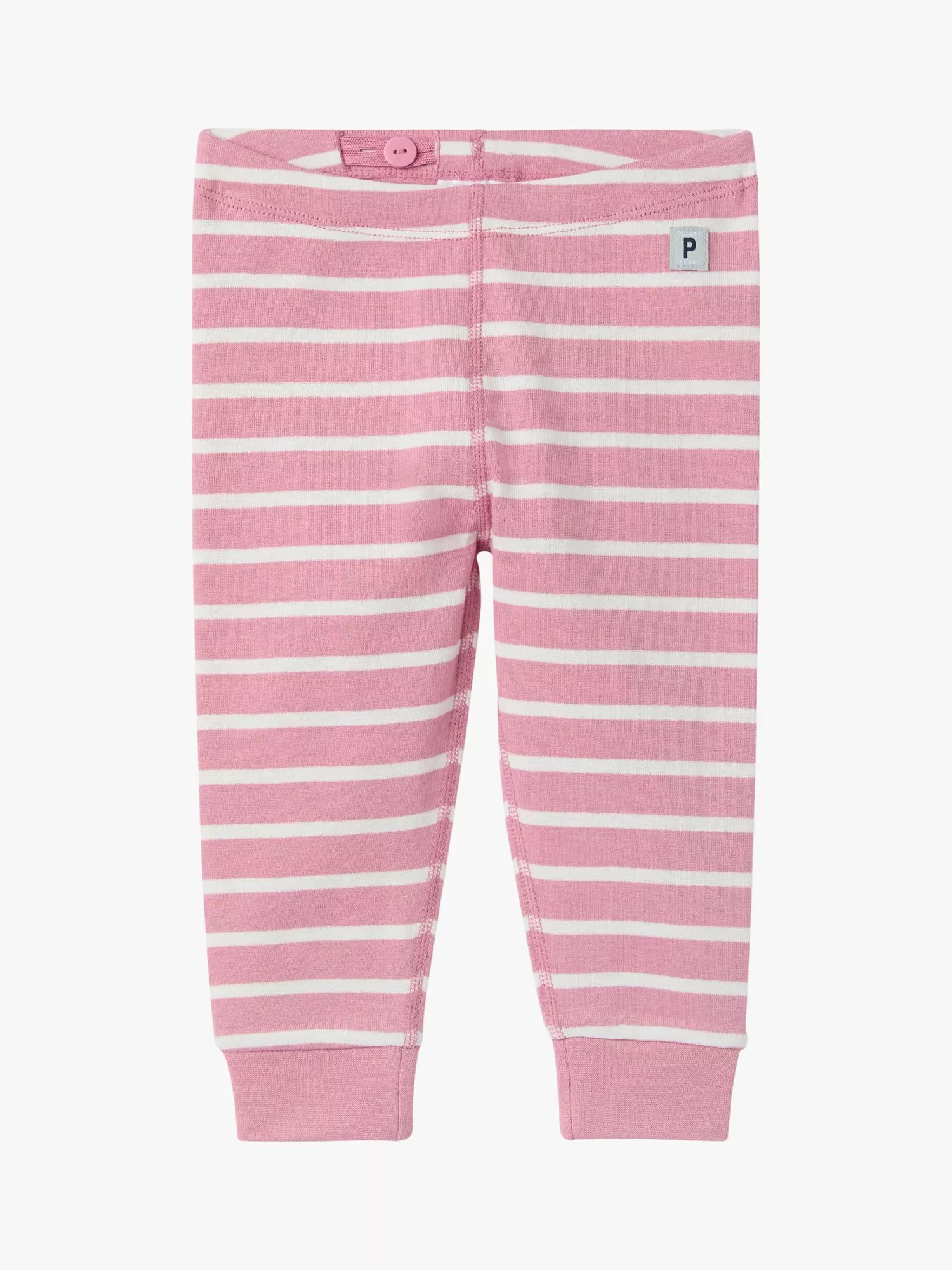 Polarn O. PyretBaby Organic Cotton Stripe Leggings, Pink | John Lewis (UK)