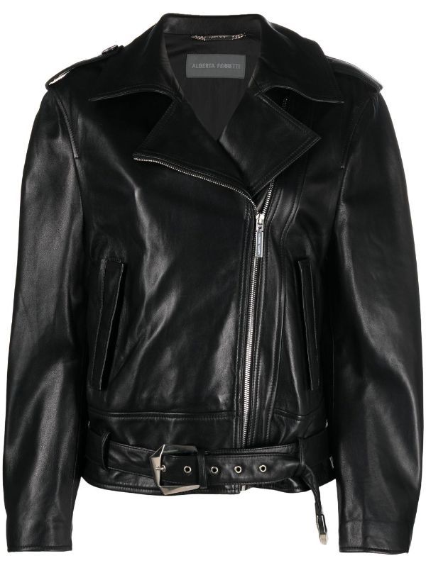 leather-effect biker jacket | Farfetch Global