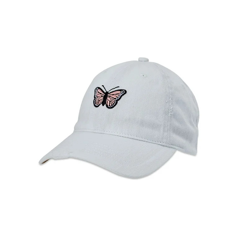 Time and Tru Women's Bleached Denim Butterfly Icon Baseball Hat | Walmart (US)