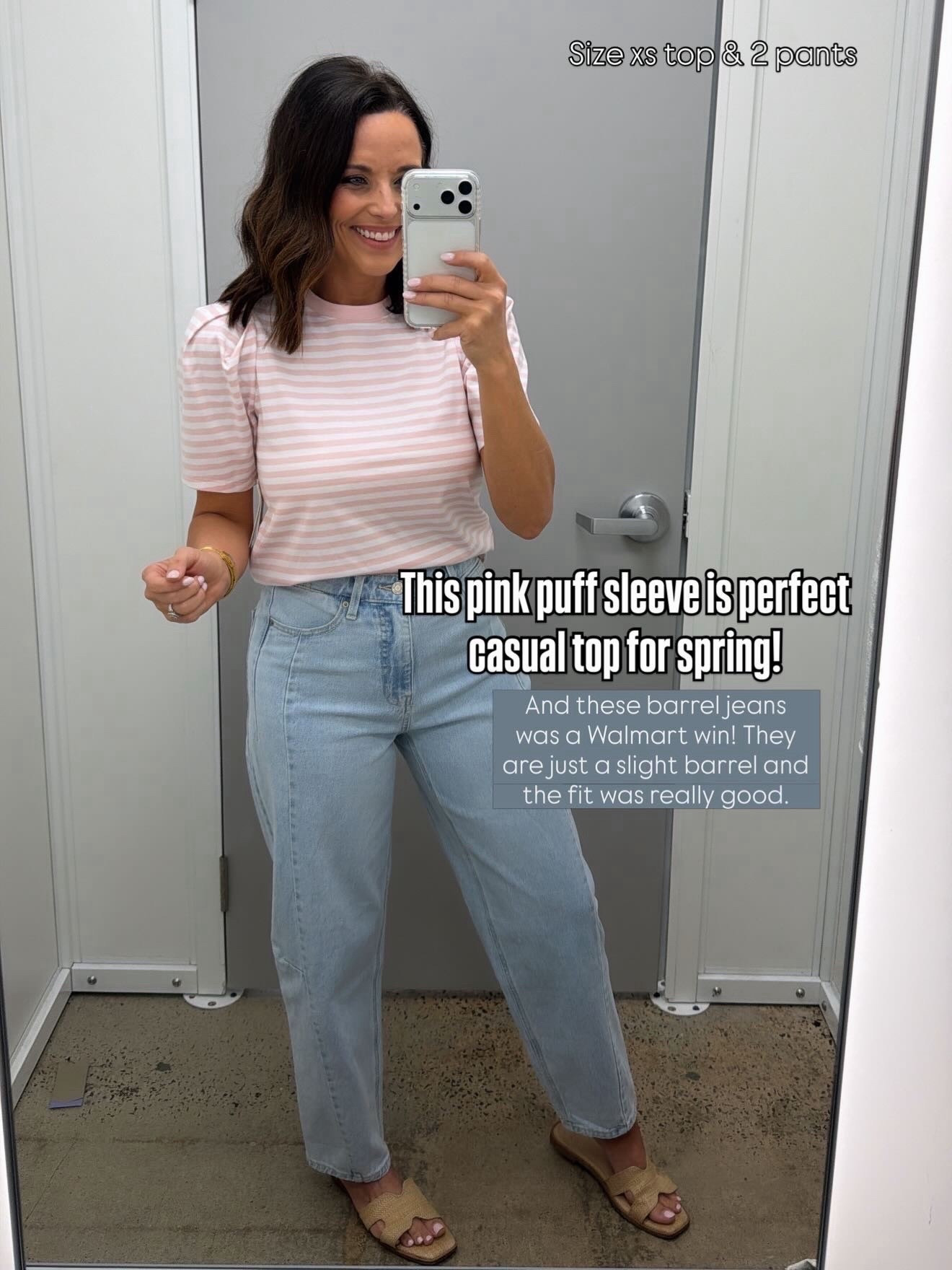 This pink striped top is such a good casual piece for spring. Easy to throw on with denim and go, and the fit is so comfortable for everyday. Paired it with these Walmart barrel jeans that are such a good fit — not too “barrel” but still give that trendy shape. Wearing an XS in the top and a size 2 in the jeans.

#springstyle #casualoutfit #stripedtop #everydayoutfit #walmartdenim #barreljeans #affordablestyle #springoutfitideas #ltkstyle #ltkfashion #ltkfinds

#LTKPetite