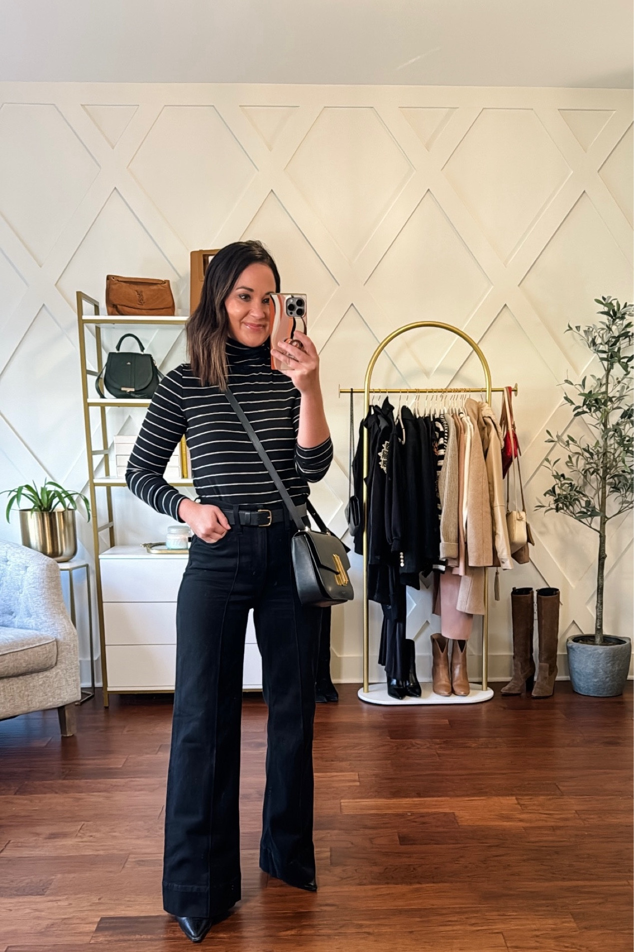 Outfit of the day- my turtleneck is from the gap and under $20. My favorite trouser jeans from jcrew- size down. Wearing 25 regular and I’m 5’3 for reference - also comes in petites & talls 

#LTKstyletip #LTKHoliday #LTKover40