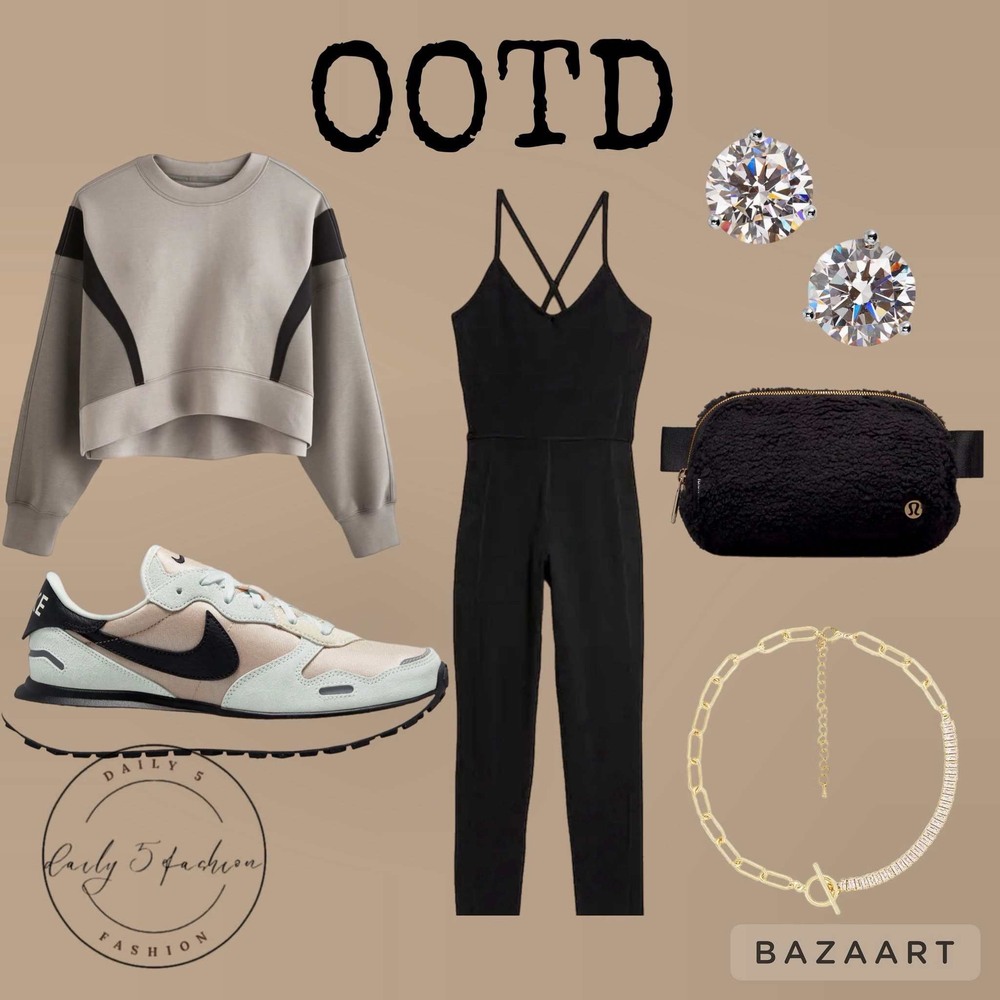 This jumpsuit is on sale for $27.99! And the lululemon belt bag is also on sale $29.99!! I have and love this necklace!! And the earrings! 

#LTKSpringSale #LTKstyletip #LTKsalealert